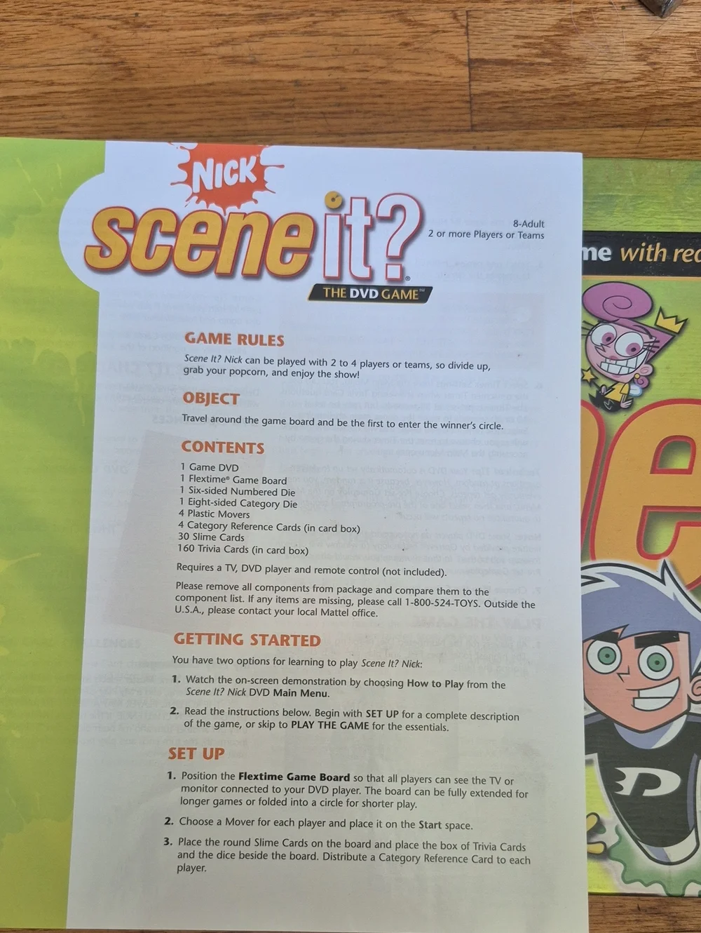 Mattel Nick Scene It? Game — Green and Yellow Box Art. Preowned Nice Condition.